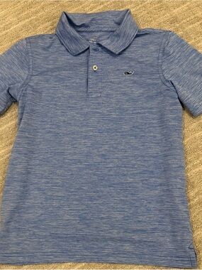 Vineyard Vines Boys Heathered Light Blue Polo (Size 6)